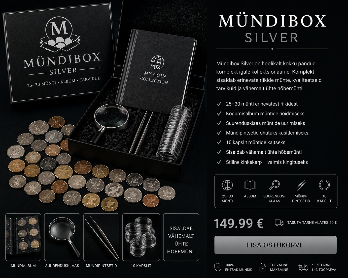 Mündibox Silver
“Sisaldab hõbemünti”